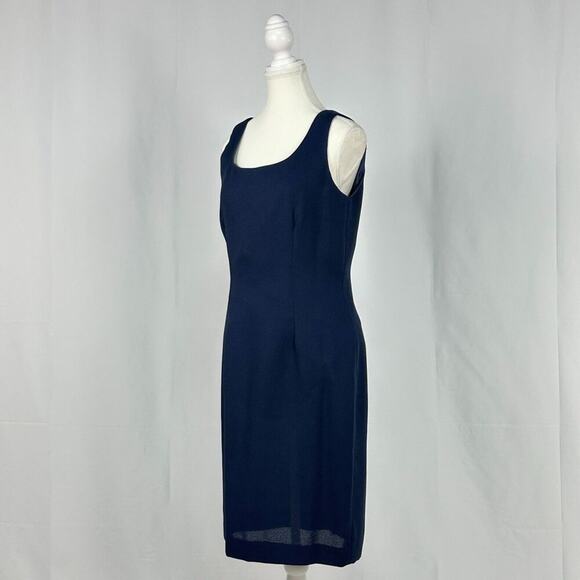 Anthony Sicari Navy Blue Sheath Dress Square Neck Midi Sleeveless New Size 8 - Picture 3 of 5
